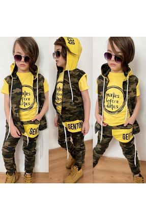 ست بالاتنه و پائین تنه زرد بچه گانه بافتنی Quzucuk Kids - کد 99922750