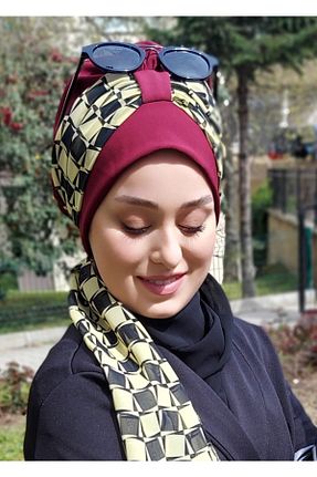 روسری زرشکی پنبه ای ELİGE - کد 100969184