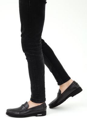 کفش کژوال مشکی مردانه چرم طبیعی پاشنه کوتاه ( 4 - 1 cm ) پاشنه ساده کد 33052769