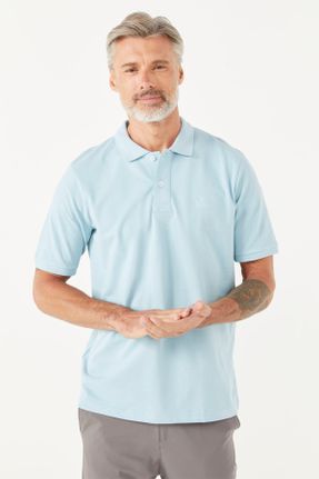تی شرت آبی مردانه رگولار یقه پولو تکی کد 715030856