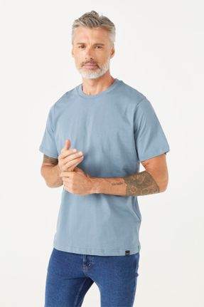 تی شرت سرمه ای مردانه یقه گرد رگولار تکی کد 716178926