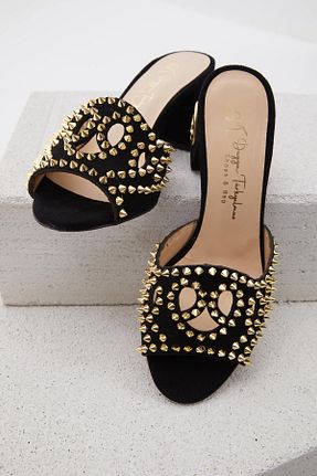دمپائی مشکی زنانه چرم خالص DUYGUSHOESBAG - کد 782849817