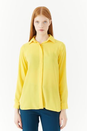 پیراهن زرد زنانه رگولار یقه پیراهنی پلی استر کد 747781798