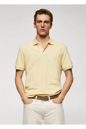 تی شرت زرد مردانه رگولار یقه پولو تکی کد 724012112