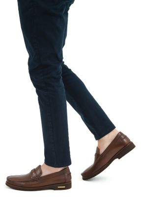 کفش کژوال قهوه ای مردانه چرم طبیعی پاشنه کوتاه ( 4 - 1 cm ) پاشنه ساده کد 32961678