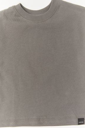 تی شرت طوسی بچه گانه رگولار یقه گرد تکی کد 747781863