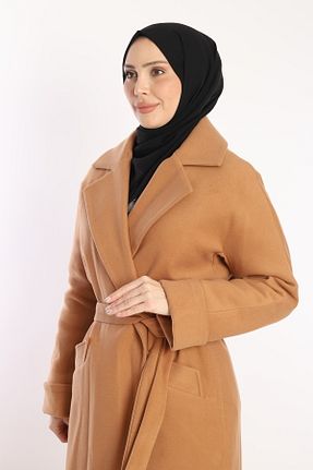 پالتو پشمی قهوه ای زنانه Relaxed ESİN GİYİM - کد 782782138