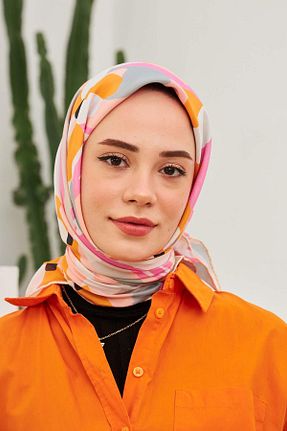 روسری نارنجی پنبه پلی استر İpekhan - کد 695815792