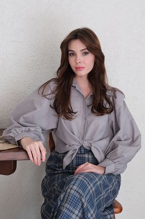 پیراهن حجاب طوسی زنانه کراپ ceylan otantik - کد 783499569