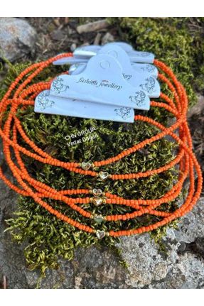 گردنبند جواهر نارنجی زنانه پوشش لاکی کد 783156086