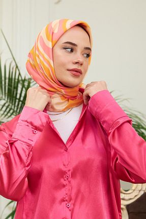 روسری نارنجی پنبه ای İpekhan - کد 707631415
