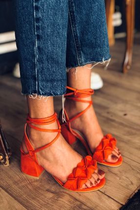 کفش پاشنه بلند کلاسیک نارنجی زنانه جیر پاشنه ضخیم پاشنه متوسط ( 5 - 9 cm ) کد 88253577