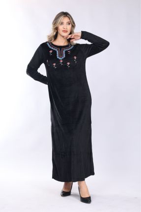 لباس مشکی زنانه اورسایز بافت پنبه - پلی استر کد 783497819