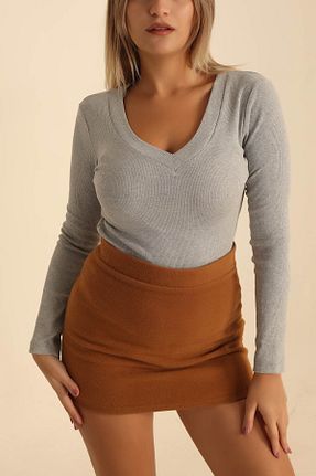 بلوز طوسی زنانه ساده Lumora - کد 783497231