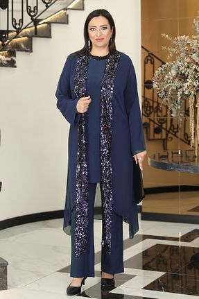 ست بالاتنه و پائین تنه حجاب سرمه ای زنانه سایز بزرگ MİHRUZADE - کد 783646874