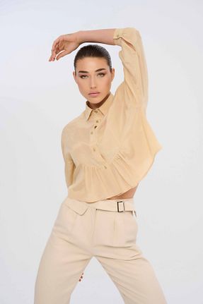 شلوار پارچه ای بژ زنانه بلند niyama - کد 783873817