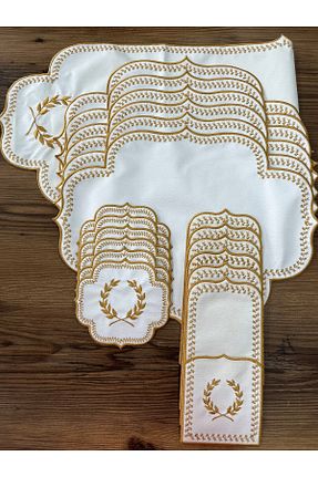 رومیزی بژ کتان Teksev - کد 783858153