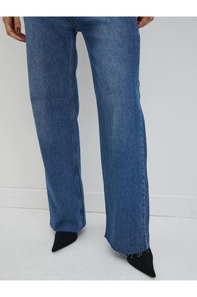 شلوار جین آبی زنانه پاچه راحت فاق بلند جین بلند کد 783928583
