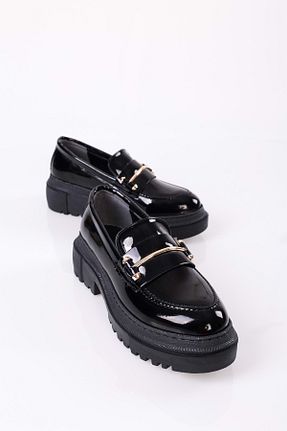 کفش لوفر مشکی زنانه چرم لاکی Shoeberry - کد 784057306
