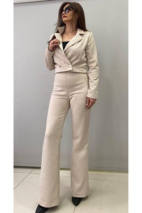 ست بالاتنه و پائین تنه بژ زنانه بافتنی Bence Moda - کد 783700804