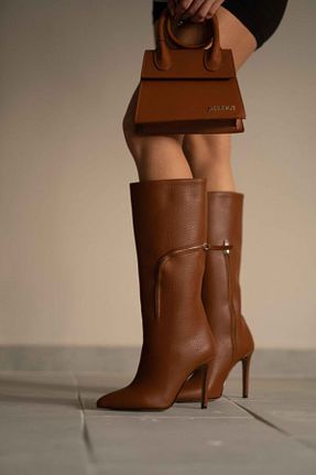 چکمه قهوه ای زنانه چرم مصنوعی YAHO SHOES - کد 772763491