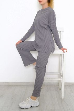 ست بالاتنه و پائین تنه طوسی زنانه بافتنی Genel Markalar - کد 783690450