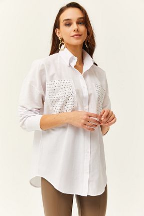 پیراهن سفید زنانه رگولار Olalook - کد 784760182