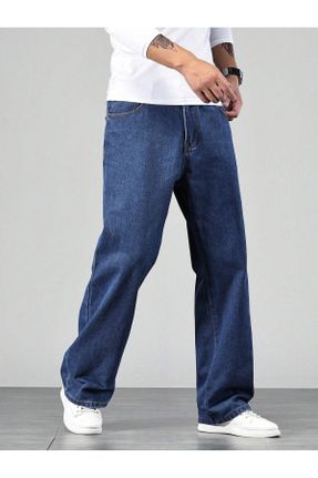 شلوار سرمه ای مردانه بافت جین پاچه راحت فاق نرمال باگی فیت کد 770813123