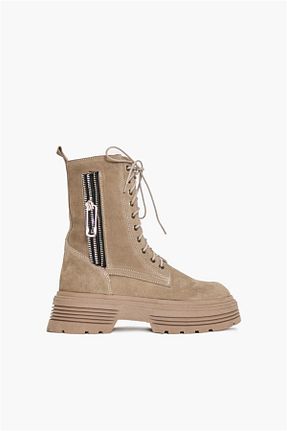 بوت / نیم بوت قهوه ای زنانه جیر Shoes & More - کد 784201816