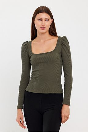 بلوز خاکی زنانه ساده Avones - کد 784203185