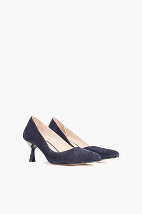 کفش پاشنه بلند کلاسیک سرمه ای زنانه چرم Shoes & More - کد 784218062