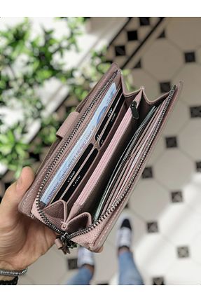 کیف پورتفوی و کلاچ صورتی زنانه چرم خالص VİSSO - کد 784226769