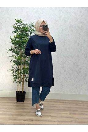 تونیک حجاب سرمه ای زنانه بافتنی azzebutik - کد 784358353