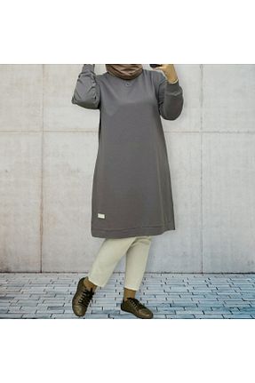 تونیک حجاب طوسی زنانه بافتنی GGMM - کد 784357365