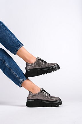 کفش کژوال طوسی زنانه چرم خالص NESLİHAN KÖK - کد 687875467