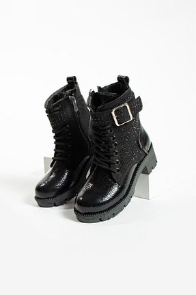بوت / نیم بوت مشکی بچه گانه چرم مصنوعی galya shoes - کد 446372660