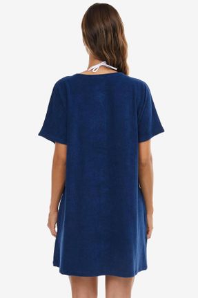 لباس آبی زنانه بافتنی رگولار آستین-کوتاه کد 3077493