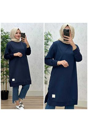 تونیک حجاب سرمه ای زنانه بافتنی azzebutik - کد 784358353