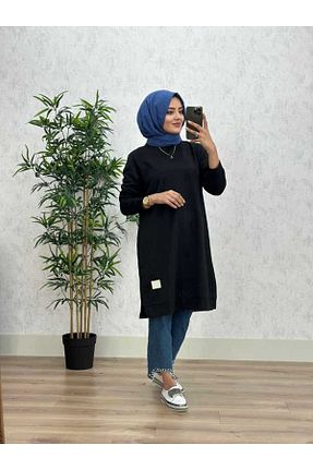 تونیک حجاب مشکی زنانه بافتنی azzebutik - کد 784358445
