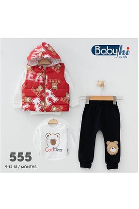 ست بالاتنه و پائین تنه قرمز بچه گانه بافتنی Baby hi - کد 784459345