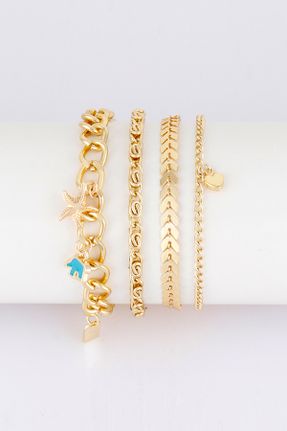 دستبند جواهر طلائی زنانه برنز کد 100124760