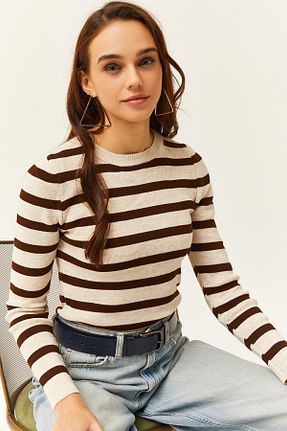 پلیور قهوه ای زنانه Fitted Olalook - کد 784758038