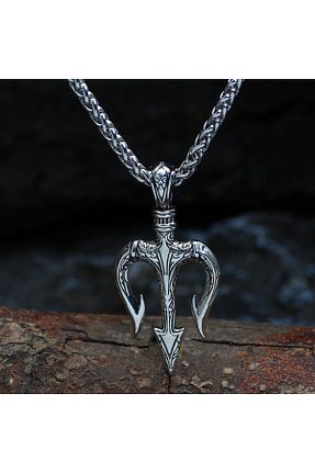 گردنبند استیل ( فولاد ) طوسی مردانه استیل ضد زنگ Viking - کد 784442338