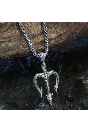 گردنبند استیل ( فولاد ) طوسی مردانه استیل ضد زنگ Viking - کد 784442338