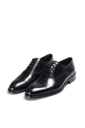 کفش کلاسیک مشکی مردانه چرم طبیعی پاشنه کوتاه ( 4 - 1 cm ) پاشنه ساده کد 784462438