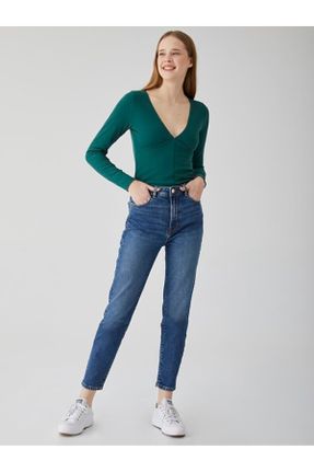 شلوار جین آبی زنانه پاچه تنگ فاق بلند بلند کد 784594519