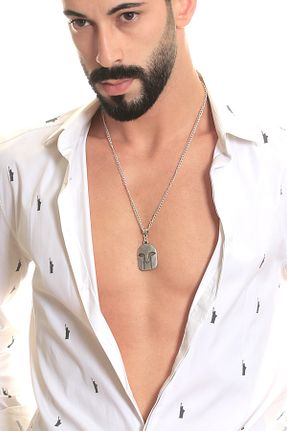 گردنبند جواهر مردانه روکش نقره LABALABA - کد 40500912