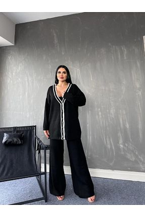 ست بالاتنه و پائین تنه مشکی زنانه بافتنی MAY MARA - کد 785255142