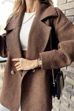 پالتو پشمی قهوه ای زنانه گشاد Suzi butik - کد 771586496