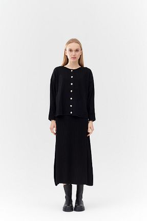 ست بالاتنه و پائین تنه مشکی زنانه تریکو OZSARICAM - کد 785122280